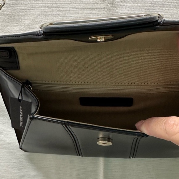 Banana Republic Black Clutch Silver Chain &Buckle Purse Handbag NWT old stock - Picture 5 of 9